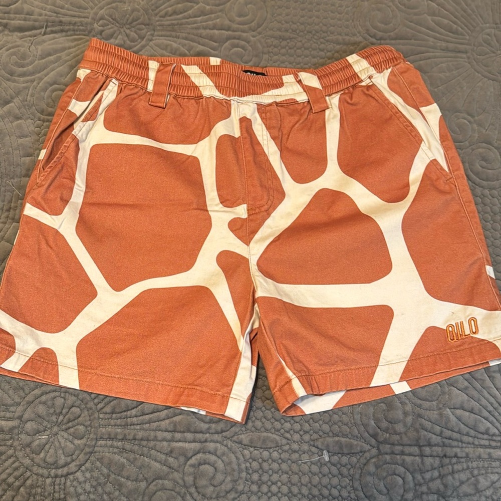 Gild Tan and White Men's Flat Front Shorts